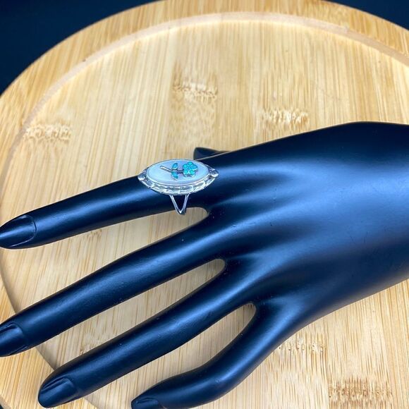 Ladies size 6.5 925 Zuni ring out of the SW by Charlotte Bradley marquise shape